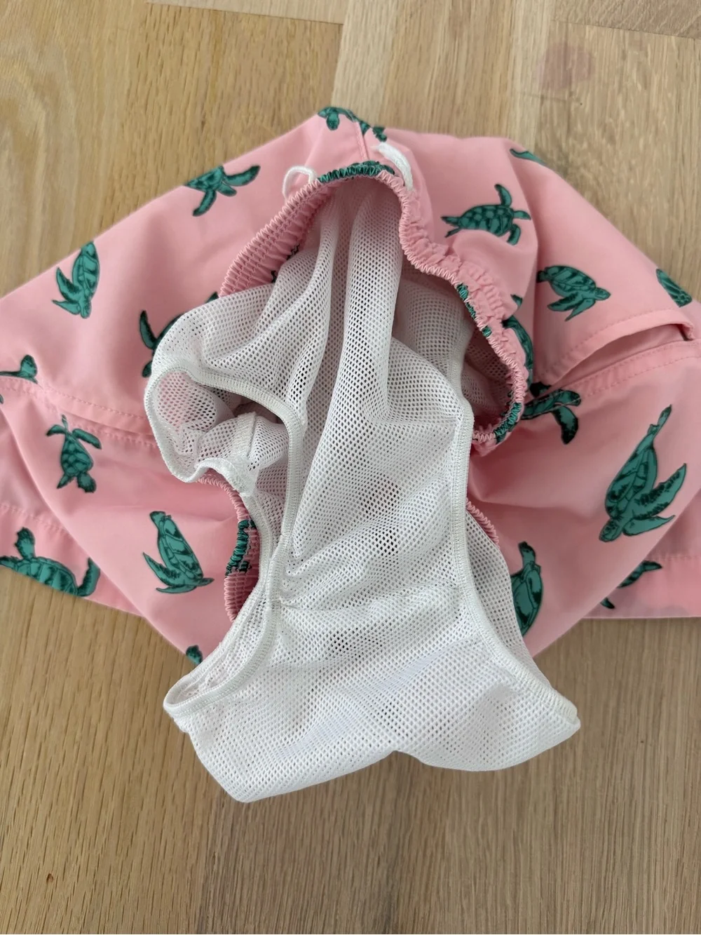 Crewcuts Pink Swim Shorts with Green Turtle Print